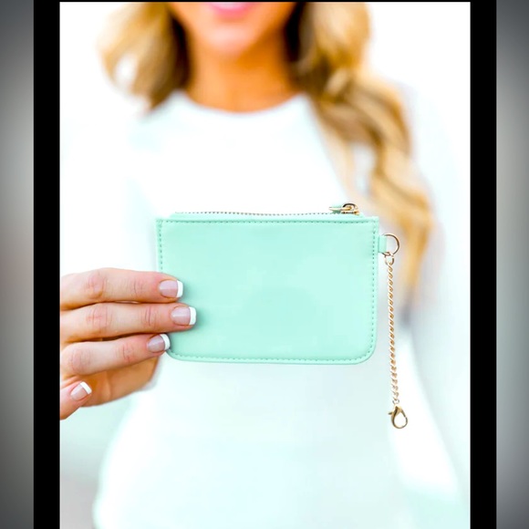 Mint Key Chain Wallet/cards/coin holder W. Gold clip on Chain NTW BY PINKLily - Picture 1 of 3